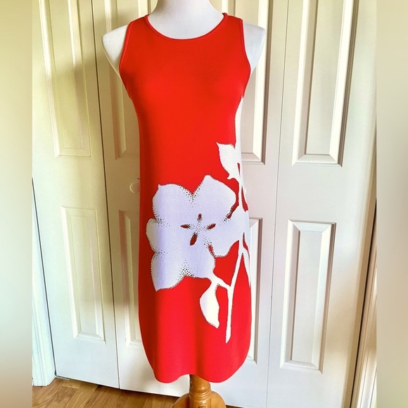 VDP Collection Red Knit Sleeveless Dress 6/42 Mint - Picture 2 of 11